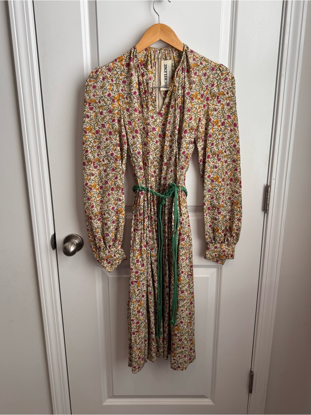 Richlene New York Vintage Belted Animal Print Dress Size Small